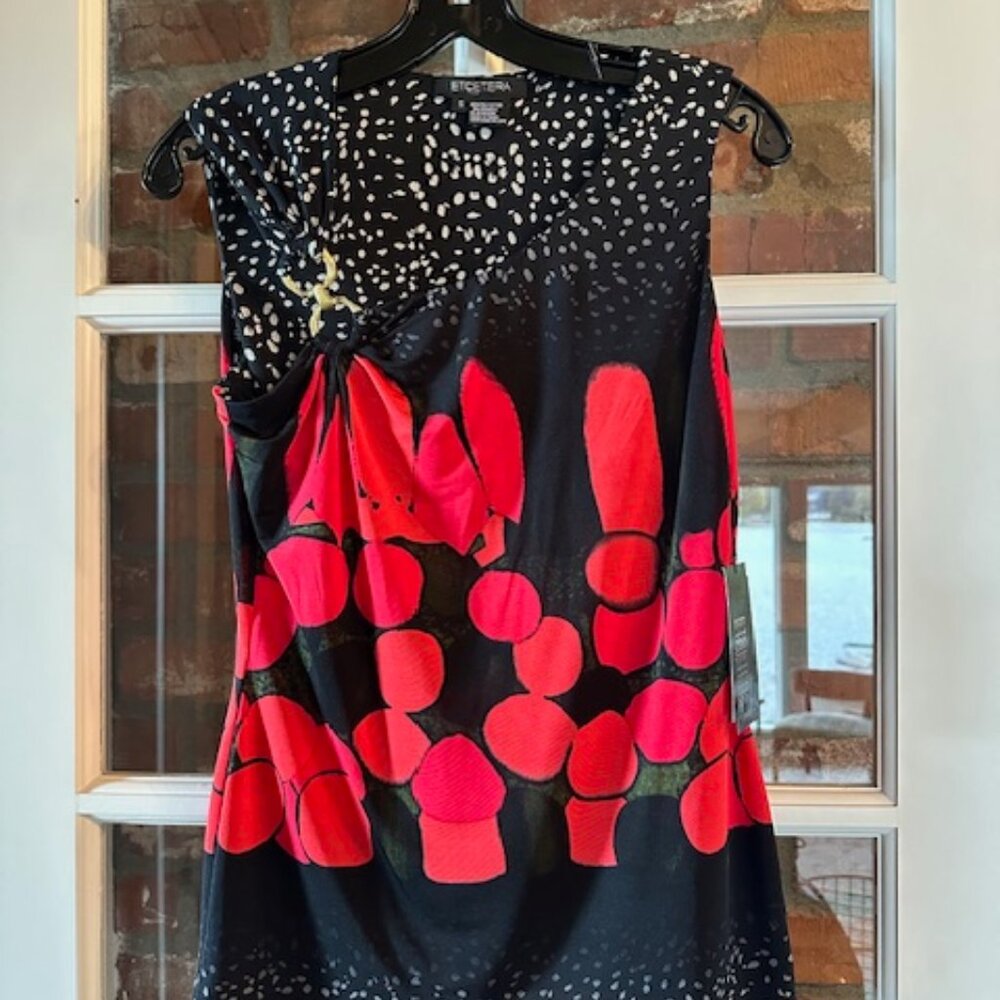 ETCETERA NWT Black and Red Silky Sleeveless Blouse Size S